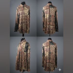 SHEIN Green and Blue Pleated A-Line Blouse Resort Wear